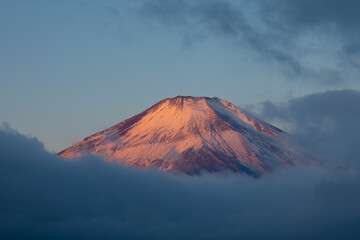 Fototapeta premium 山中湖から富士山にあたるご来光