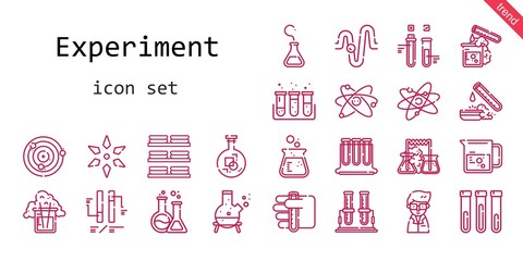 Fototapeta premium experiment icon set. line icon style. experiment related icons such as test tube, test tubes, scientist, physics, science, ph, dishes, flask, atom, beaker, atoms,