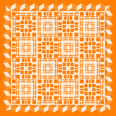 Vector ornament paisley Bandana Print, silk neck scarf or kerchief square pattern design style for print on fabric.