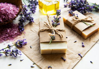 Natural organic SPA cosmetic with lavender.