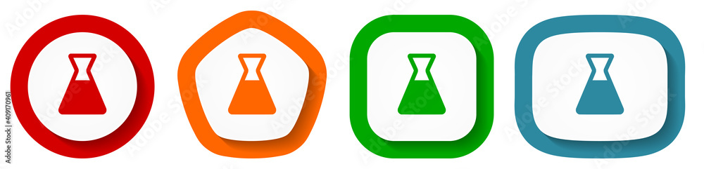 Poster Laboratory vector icon set, flat design buttons on white background for webdesign and mobile applications