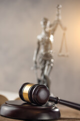 Judgment and justice, judge's hammer and themis, constitution
