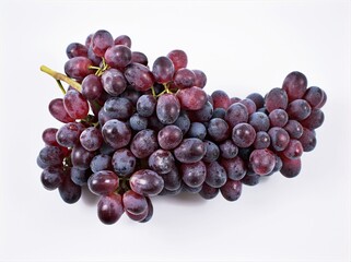 Purple Grapes fruit isolated on white background ,bunch red grapes
