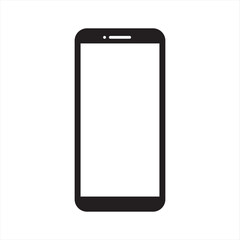 smartphone with blank white screen isolated on white background