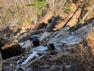 Steep ladder in mountain