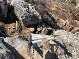 Steep ladder in mountain
