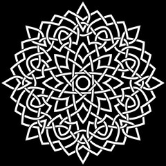 White mandala on black Pattern Stencil Doodles Sketch