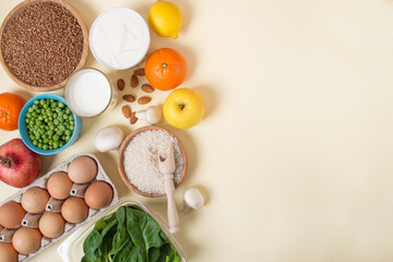 set of useful products on a light yellow background.