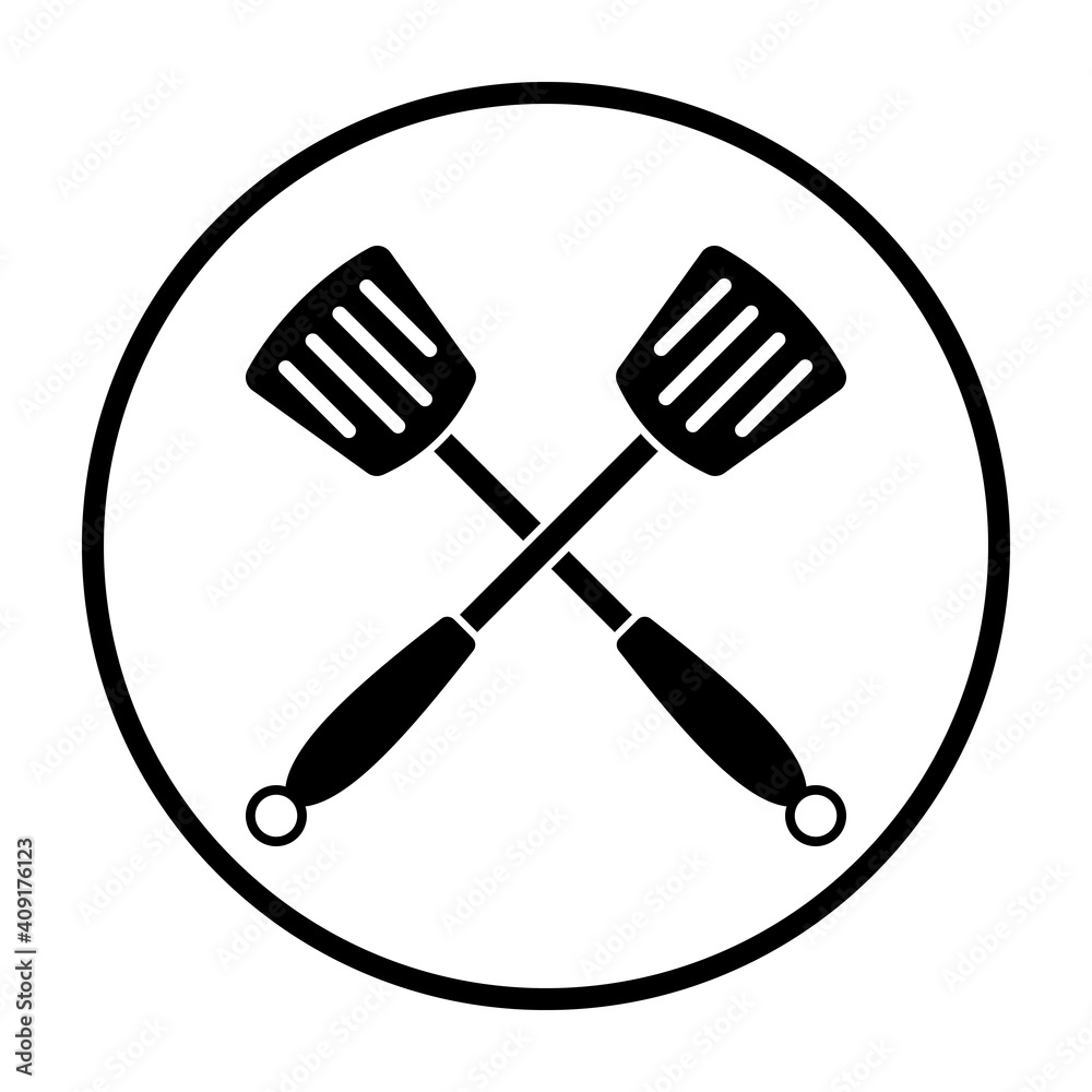 Sticker crossed frying spatula