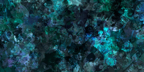 blue abstract acrylic background with brush strokes and splashes