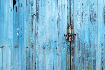 Plank old blue weathered gate