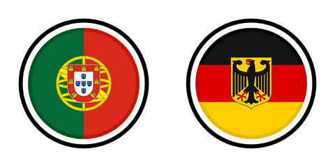 round icon with portugal and germany flags	