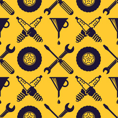 Obraz premium Car repair service seamless pattern. Vector illustration. 