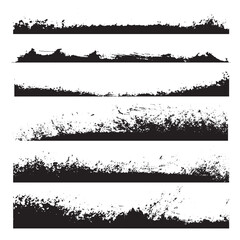 Vector set of grunge paint edges.Black ink grunge frame border edges.