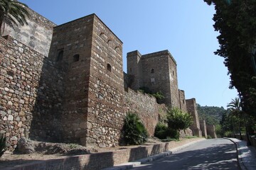 Fototapeta na wymiar Types of an ancient castle, the Alcazaba in Malaga