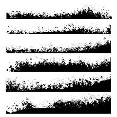 Vector set of grunge element frame edges. Black ink borders for graphic design.