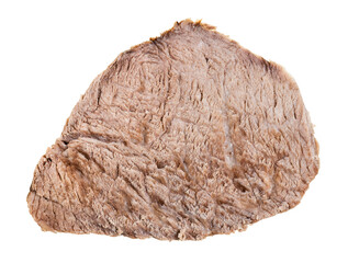 piece of boiled beef isolated on white background
