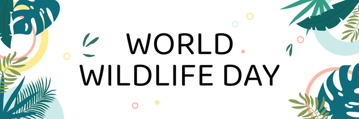 World Wildlife Day. Text among the jungle. Vector illustration.