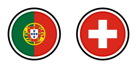 Obraz premium round icon with portugal and switzerland flags 