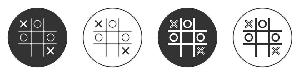 Black Tic tac toe game icon isolated on white background. Circle button. Vector.