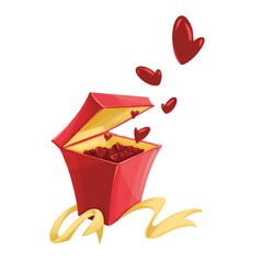 Obraz premium Romantic present. Valentine’s Day art, cartoon, digital illustration.