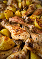Oven grill baked chicken drumsticks with herbs