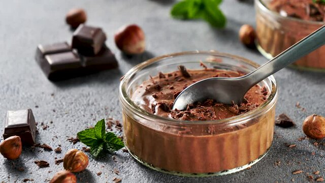 delicious chocolate mousse and hazelnut