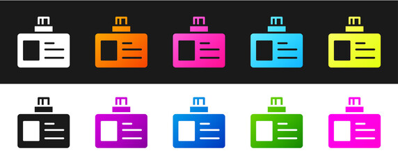 Set Identification badge icon isolated on black and white background. It can be used for presentation, identity of the company, advertising. Vector.