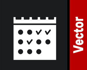 White Hotel booking calendar icon isolated on black background. Vector.