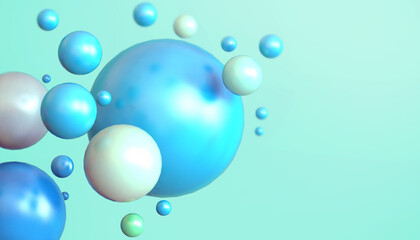 Abstract Background Geometry shapes Circle Bubbles inspiration Concept on Green design for banner,digital art,Copy Space - 3d rendering