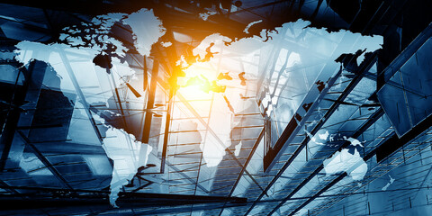 Global financial markets concept. . Mixed media