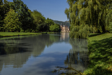 Fototapeta na wymiar Chateau de Vizille and Castle Park with Lake