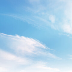 Blue sky with white cloud. The summer heaven is colorful clearing day Good weather and beautiful nature in the morning.