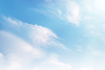 Blue sky with white cloud. The summer heaven is colorful clearing day Good weather and beautiful nature in the morning.