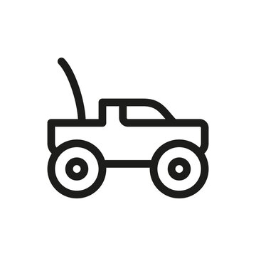 RC Car Isolated Icon, Off Road Monster Truck Toy Linear Icon, Remote Control Car Outline Vector Icon With Editable Stroke