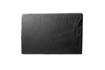 Black slate   rectangular stone plate . Kitchen stone tray for food isolated on white background