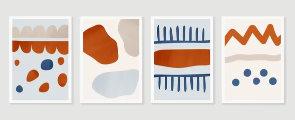 Abstrakte Wandkunst-Vektorhintergrundsammlung. Erdtöne Handgezeichnetes Kunstdesign in organischer Form für gerahmte Wanddrucke, Leinwanddrucke, Poster, Wohnkultur, Cover, Tapeten. © TWINS DESIGN STUDIO