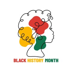 Black History Month. African American Histor. One line face. Abstract illustration