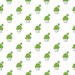 Seamless pattern with St Patrick's day cupcake. It can be used for packaging, wrapping paper, textile and etc.