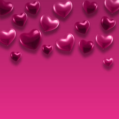 pink heart balloons isolated on pink background