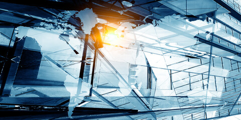 Glass wall of modern building