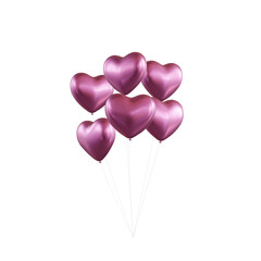 pink  heart balloons isolated on white background