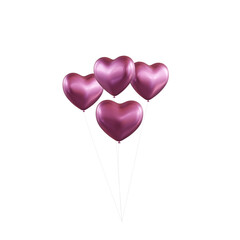 Fototapeta na wymiar pink heart balloons isolated on white background