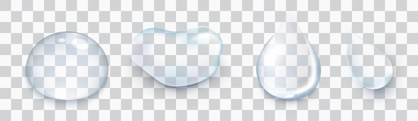 Water drops set isolated on the transparent background.