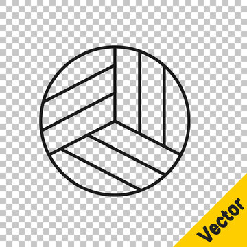 Black line Volleyball ball icon isolated on transparent background. Sport equipment. Vector Illustration.