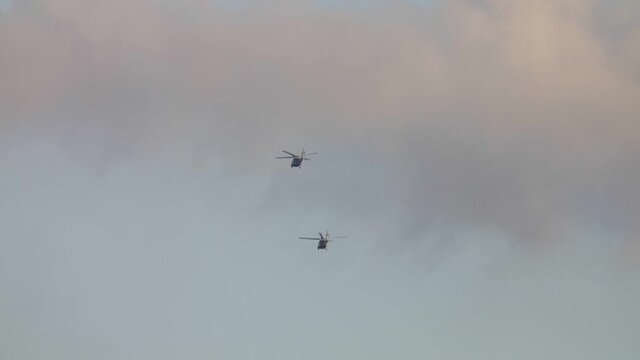 Two Black hawks in formation, Southern Israel
Long shot of idf Black hawk helicopter training, Judea Plains, Israel

