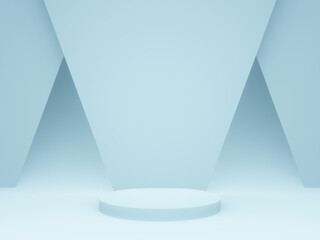 3D rendered light blue podium. Product mockup.