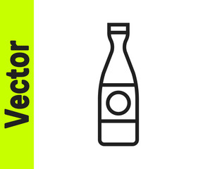 Black line Beer bottle icon isolated on white background. Vector Illustration.