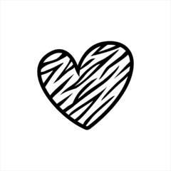Black tiger amimal print heart on a white background. Vector illustration