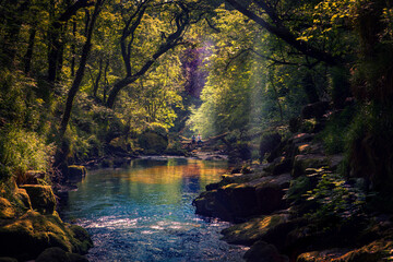 autumn forest in the morning